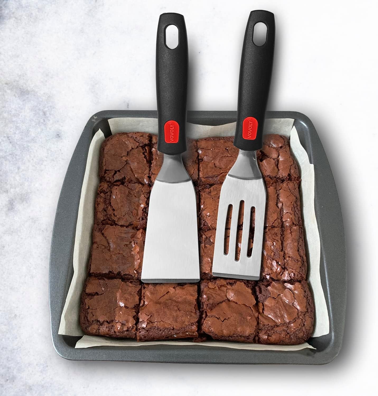Professional Mini-Serving Spatula Set, Stainless Steel Cutter and Serve Turner for Serving, Flipping or Cooking, Ideal for Brownies, Tiramisu, Cakes, Lasagna or Cookie Etc.