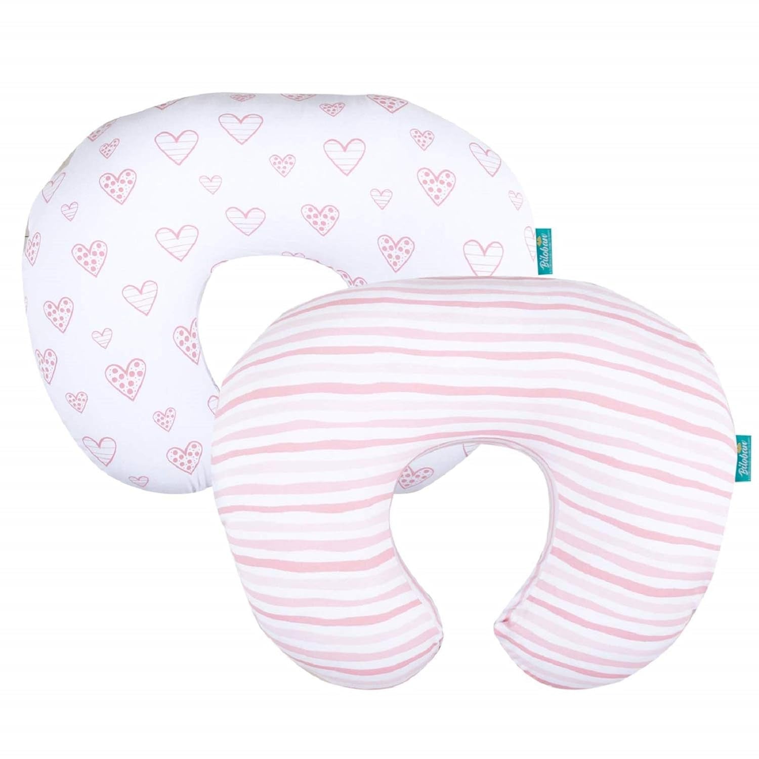 Nursing Pillow Cover 2 Pack for Boppy Pillow 100% Stretchy Cotton Large Zipper Super Soft & Breathable Infant Support Breastfeeding Cover for Moms or Little Girl Gifts