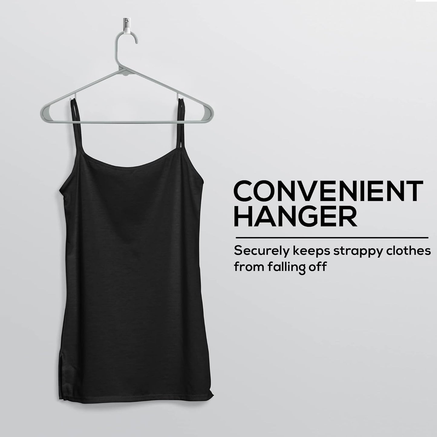 Plastic Hangers 50 Pack - Clothes Hanger with Hooks - Durable & Space Saving (Black)