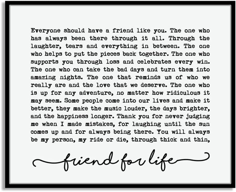 Friend for Life Beautiful Peom for Special Friend Soul Sister Gift Best Friend Gift for Friend Typography Wall Decor Friend Quotes Print (8X10 Inch)