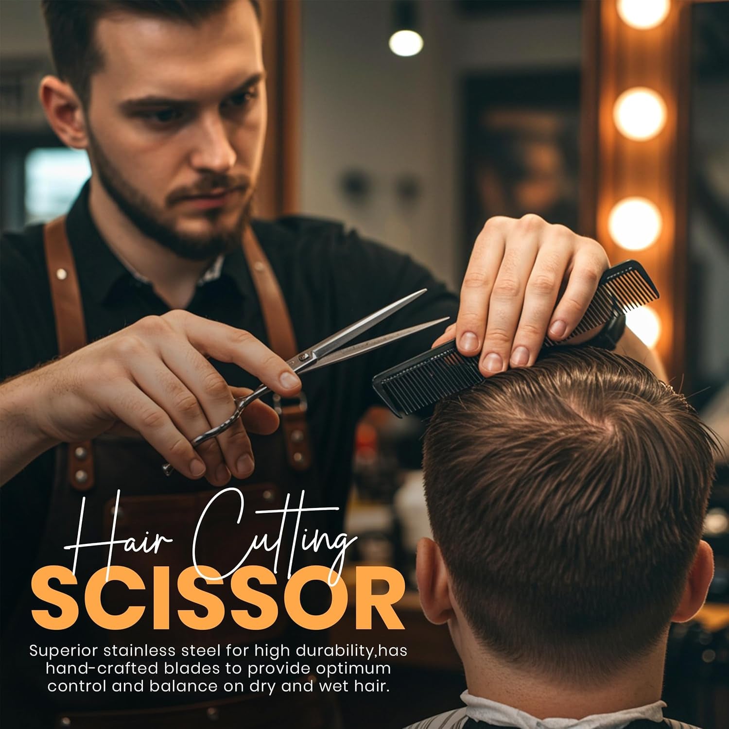 Hair Cutting and Hairdressing Scissors 6.5 Inch, Premium Stainless Steel Shears with Smooth Razor and Sharp Edge Blades for Salons, Men, Women and Kids, Silver