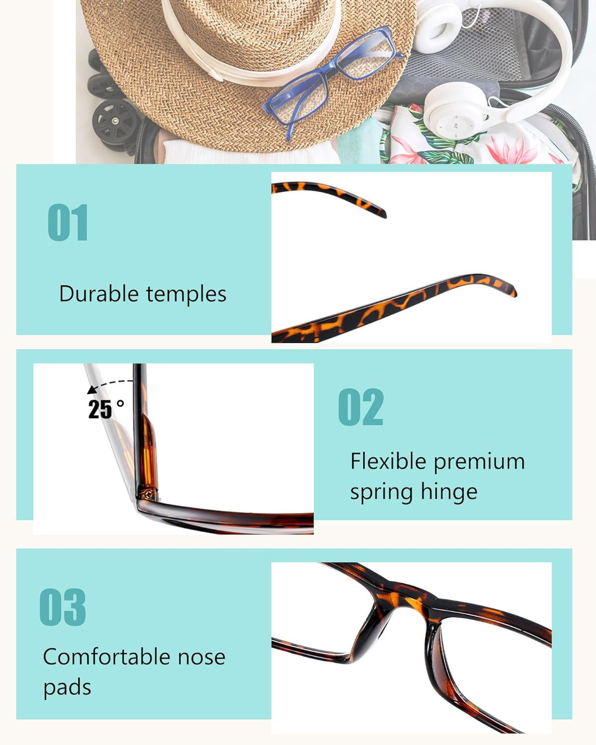 24-Pack Bulk Reading Glasses for Men and Women with Spring Hinges - Lightweight Eyewear