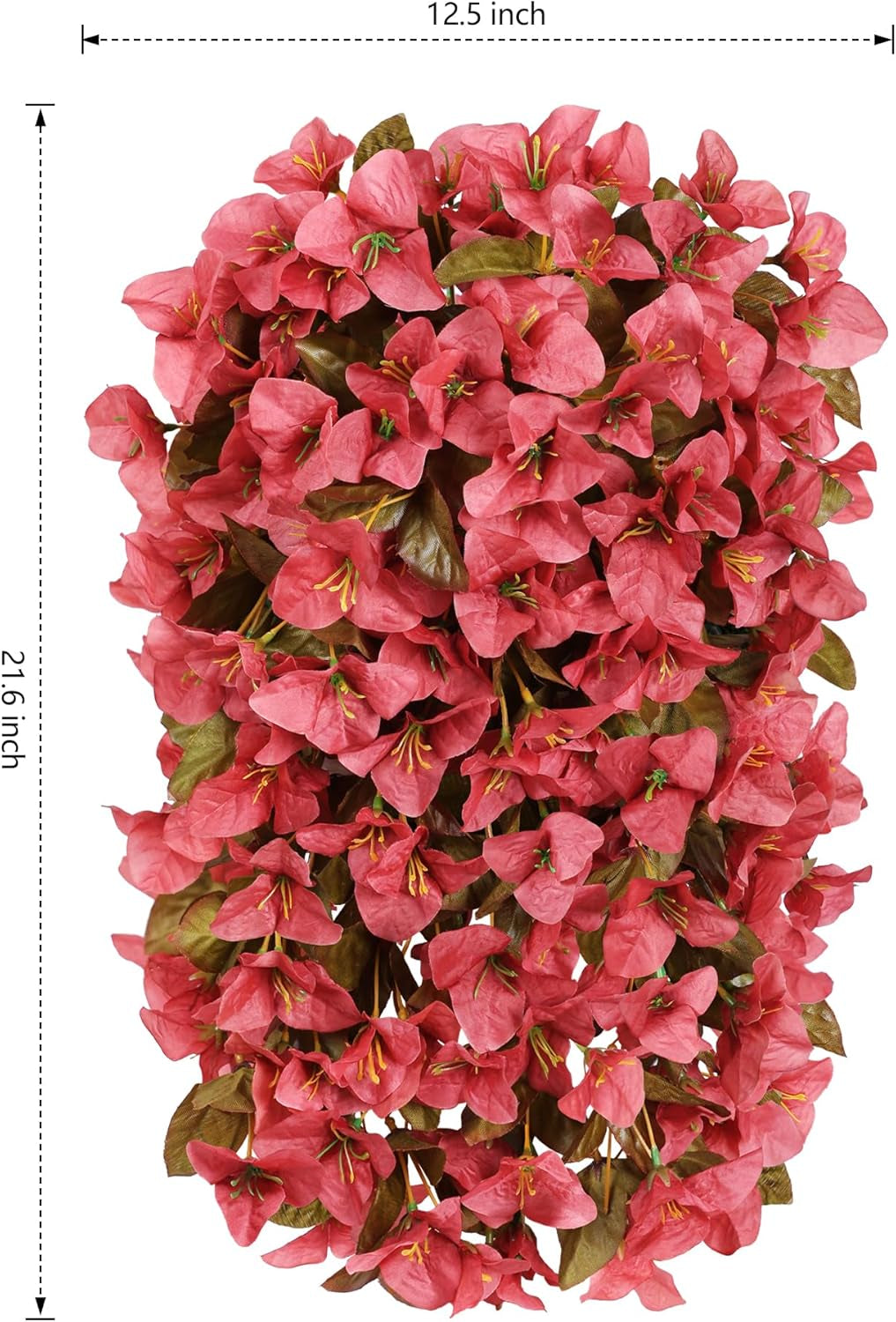 Bougainvillea Artificial Fall Hanging Flowers Plants for Outdoors Autumn Decoration, 2Pcs Faux Bougainvillea Vines Red Fake Flowers Realistic UV Resistant Silk Flowers for outside Planter Yard Home