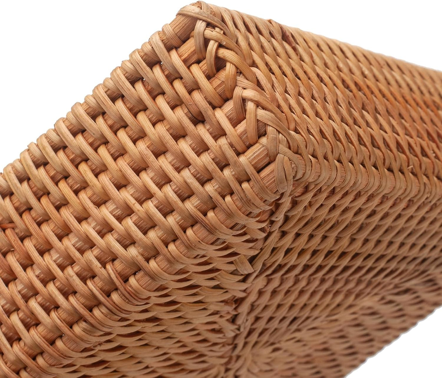 Rattan Napkin Holder Square Woven Flat Napkin Basket Tray for Tables 7.5" X 7.5" X 2.5"