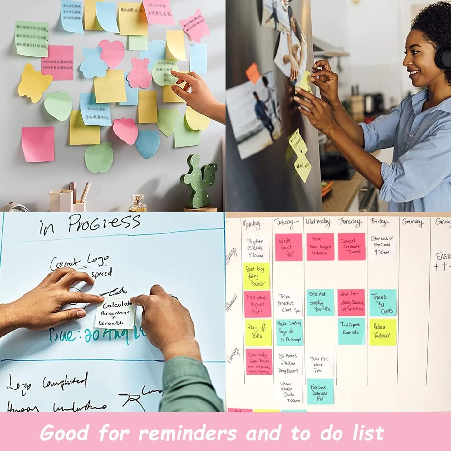 Sticky Notes 3X3 Inches Bulk 28 Pack 2800 Sheets Colored Self-Stick Pads, 100 Sheets/Pad, 4 Bright Colors (Yellow, Green, Pink, Blue) for Office Supplies, School, Home