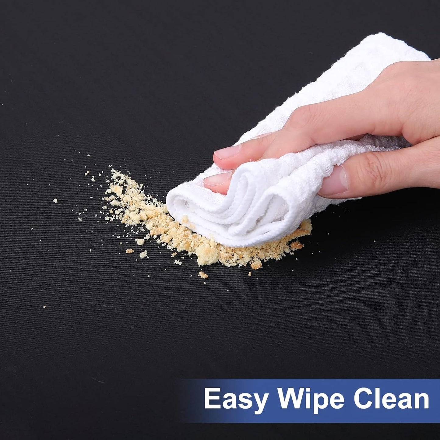 Rectangle Table Cloth Cover, Waterproof Polyester Elastic Fitted Tablecloth, Fits for 6 Foot Folding Tables, Washable Table Protector for Picnic, Camping, Outdoor (Black, 30" X 72")