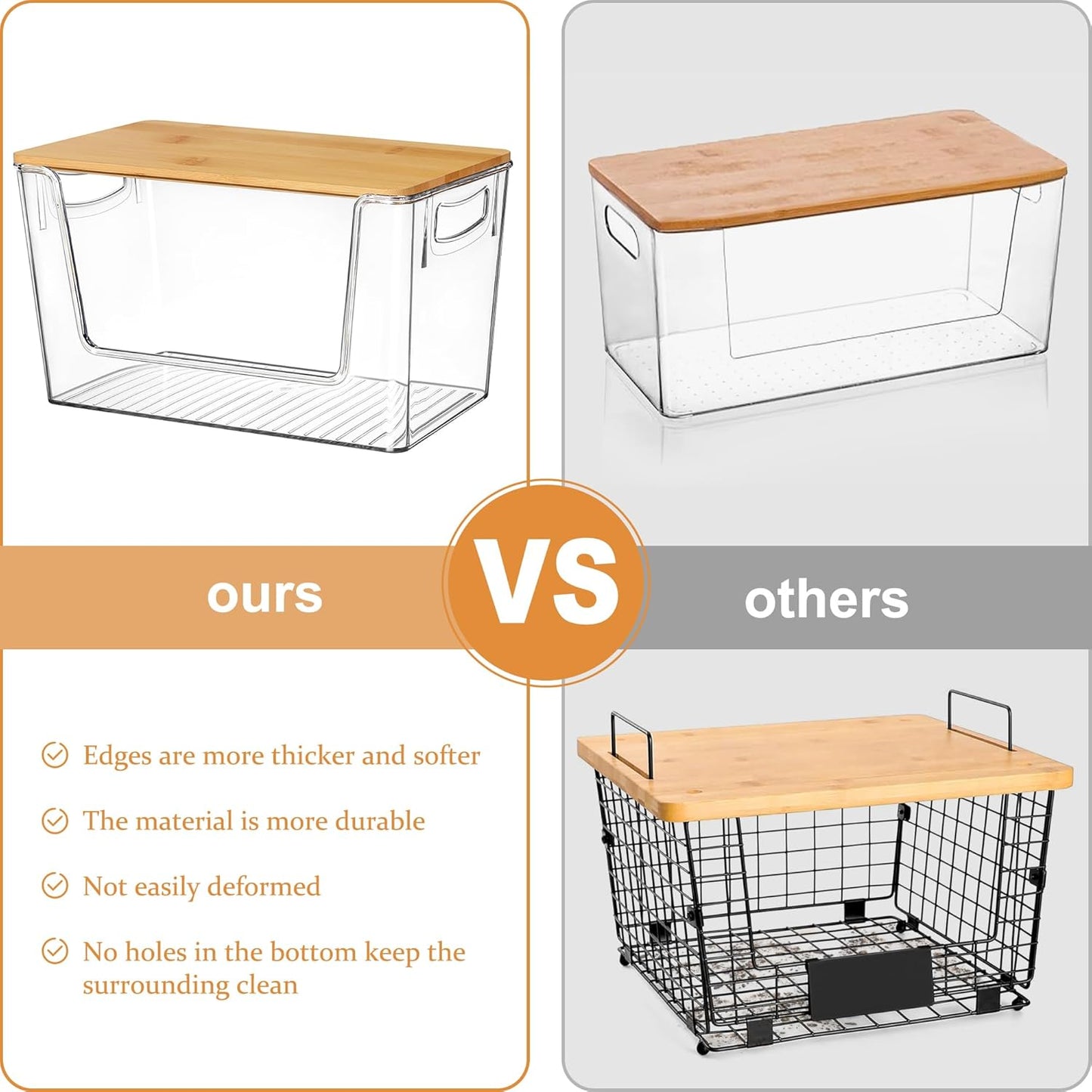 Pantry Organizers Storage, 2 Pack Stackable Kitchen Counter Bins for Onion Potato Garlic, Fruit Vegetable Produce Storage Space-Saving Countertop Organizer (12" X 7" X7")