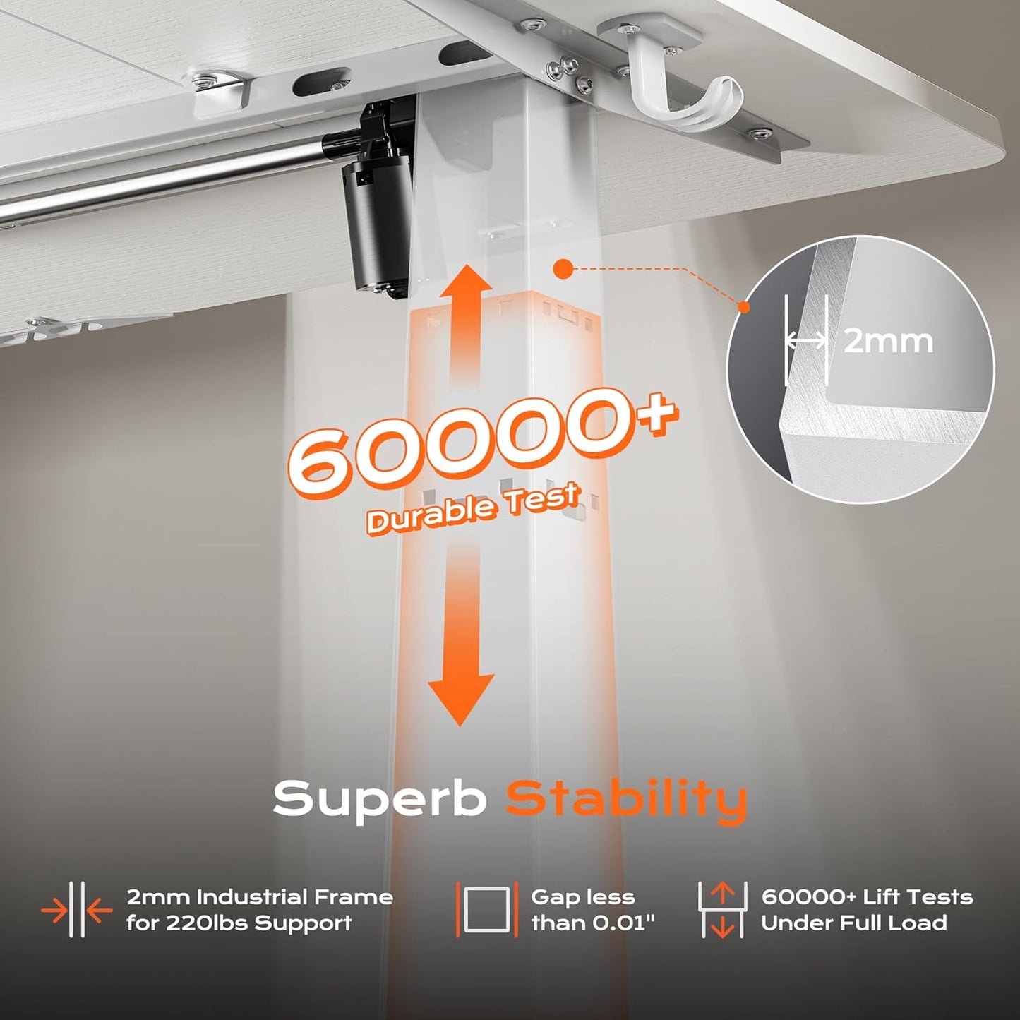 55" x 28" Large Electric Height Adjustable Standing Desk, 27.6" Deep Desktop, Ergonomic Gaming and Office Table with 2 Hooks and 3 Preset Heights, Ideal for Home Office, White
