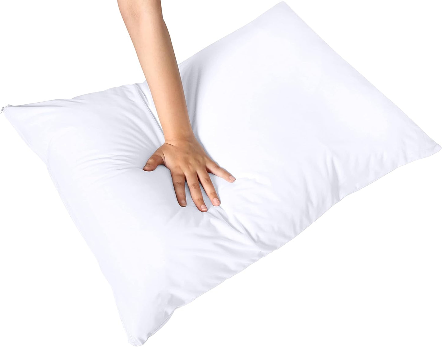 Waterproof Pillow Protectors Zippered Standard Size (2 Pack, White), Zippered Pillowcases, Bed Bug Proof Pillow Encasement Covers 20 X 26 Inches
