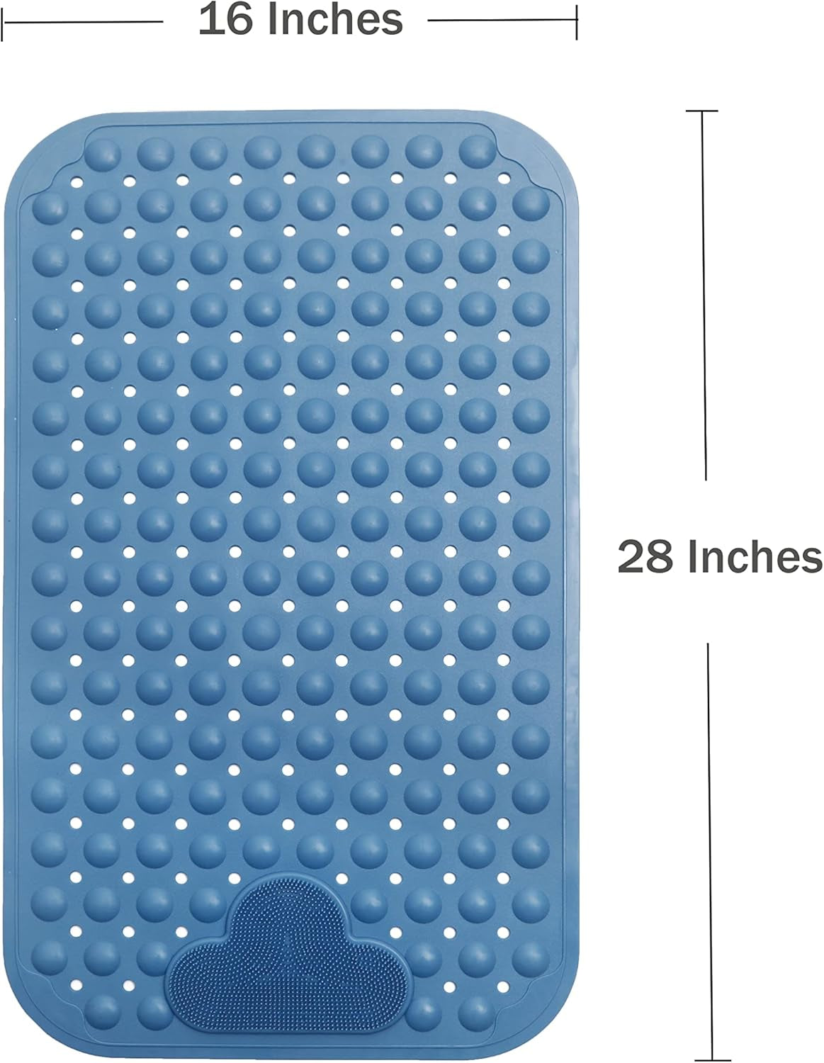 Bath Tub Mat Shower Mat Non Slip Bathtub Mats with Suction Cups Bath Mat for Tub Bathroom Mats 28" X 16" Machine Washable (Blue)