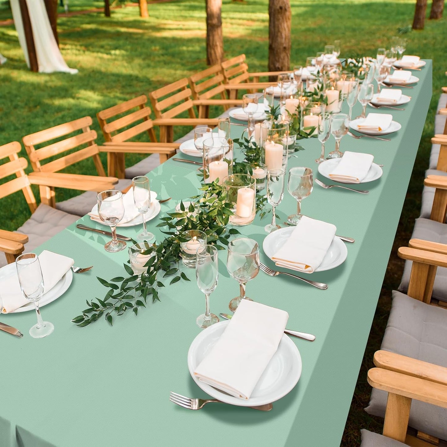 54 Inch×300 Feet Sage Green Tablecloth Roll Disposable Rectangle Light Green Table Cloth Roll Plastic Table Covers with Slide Cutter for Birthday Bridal Wedding Baby Shower Party Decorations