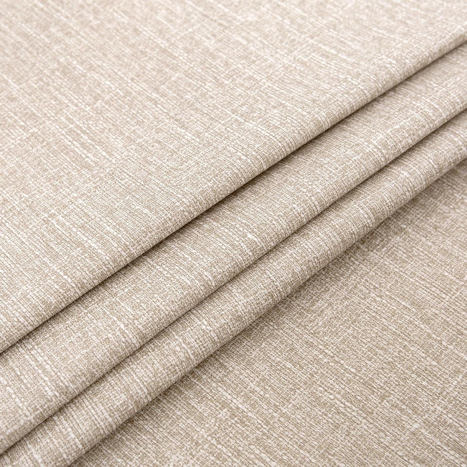 2-Pack Faux Linen Round Table Covers with Flannel Backing, Waterproof Vinyl Fitted Elastic Tablecloths for Picnics, Parties, and Indoor Dining (Fits 45"-56" Round Tables)