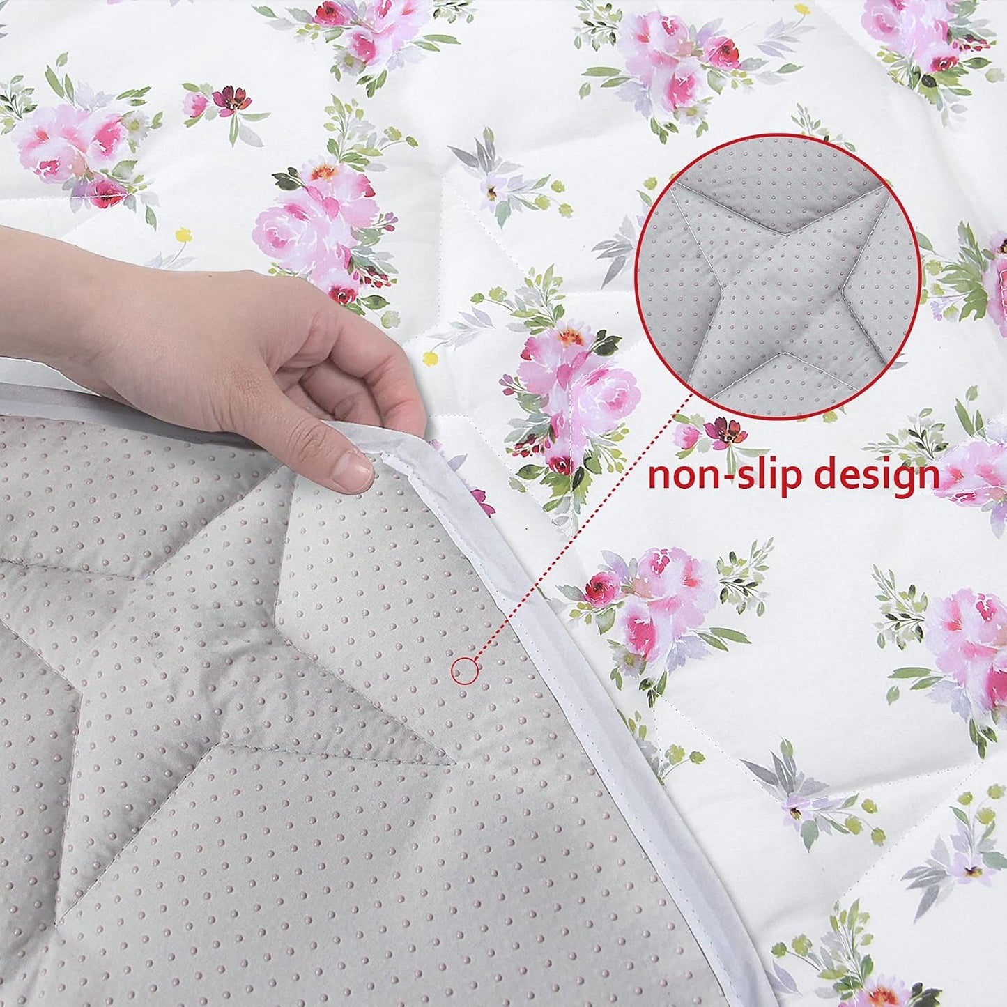 Hexagon Playpen Mat, Floral Print Baby Playmat Fits Regalo Portable Play Yard 48 Inch, Six Pannel Playpen Kids Tent Mat Hexagon Rug Mat