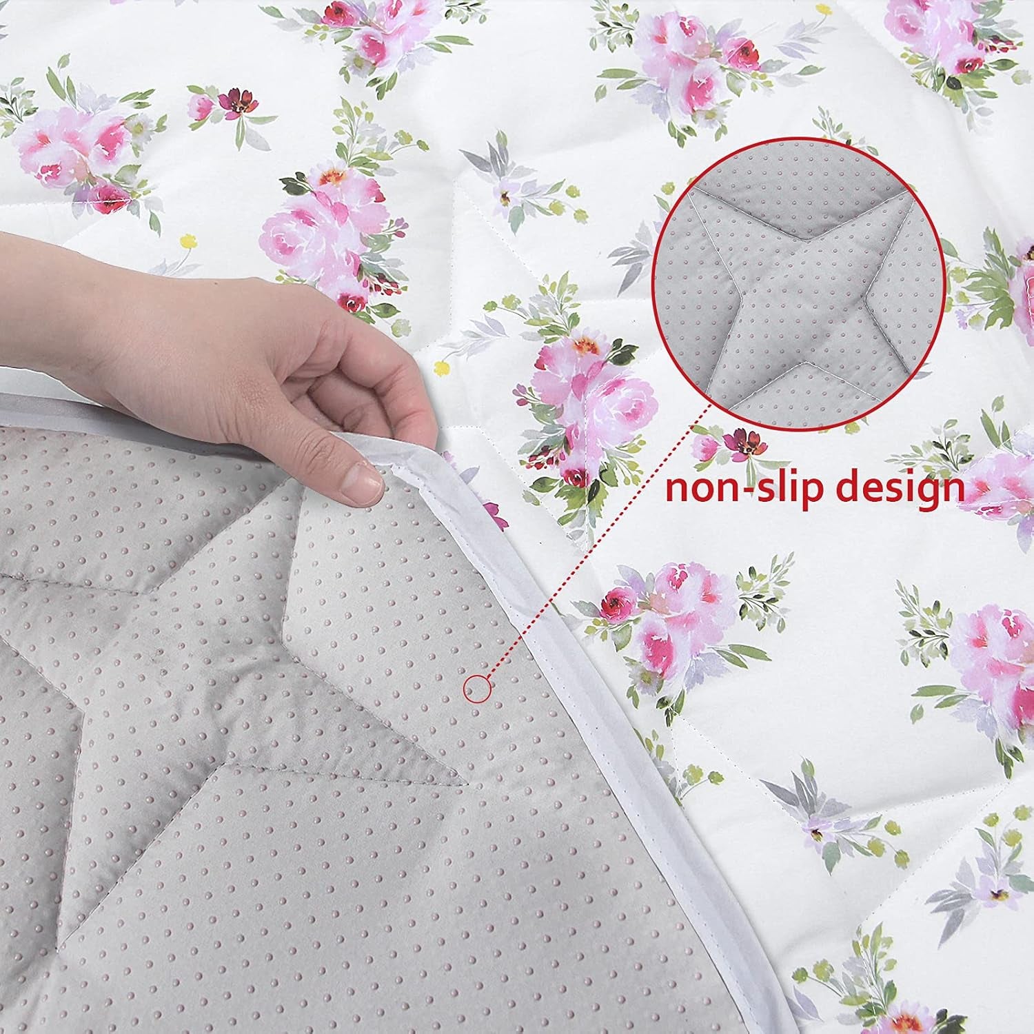 Hexagon Playpen Mat, Floral Print Baby Playmat Fits Regalo Portable Play Yard 48 Inch, Six Pannel Playpen Kids Tent Mat Hexagon Rug Mat