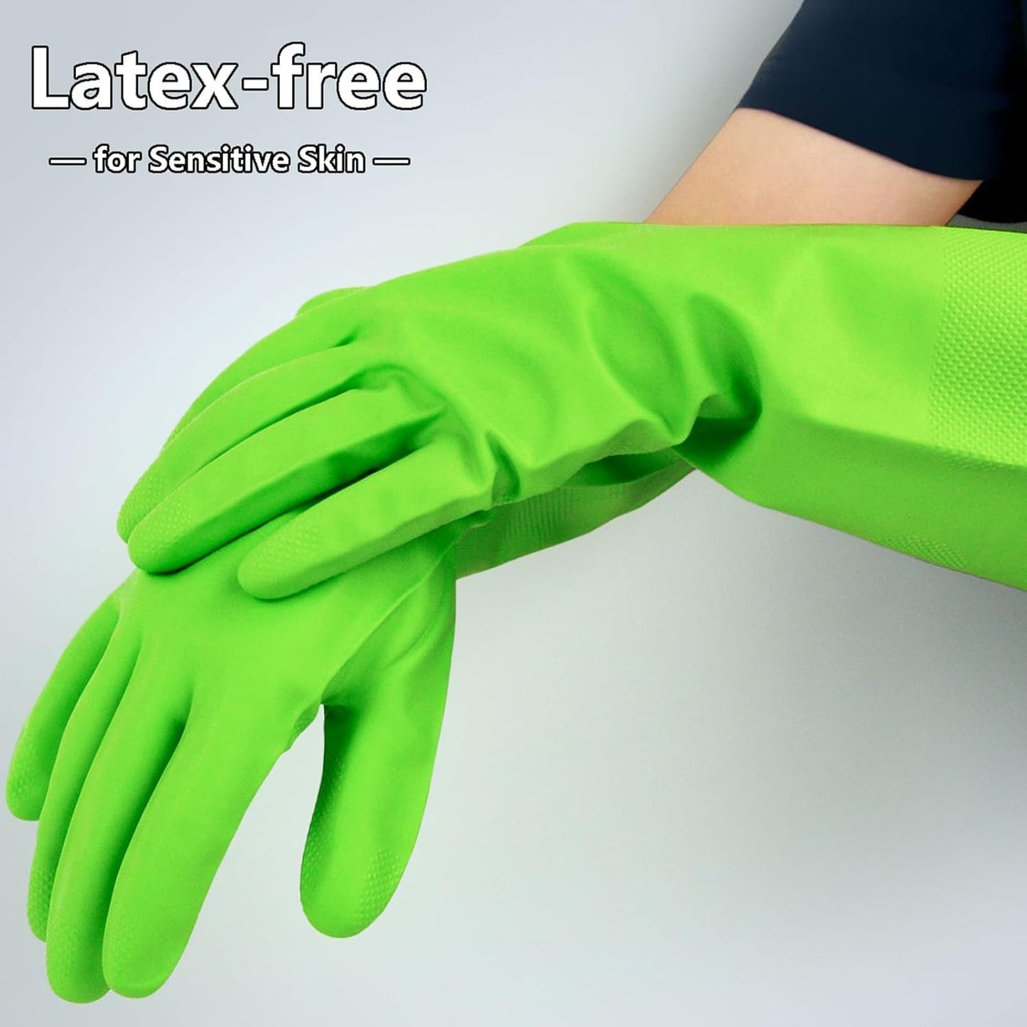 Synthetic Rubber Gloves, Medium Size, 11.8 Inches, 3 Pairs 3 Colors for Household Cleaning, Dishwashing and Other Home Cleaning Use