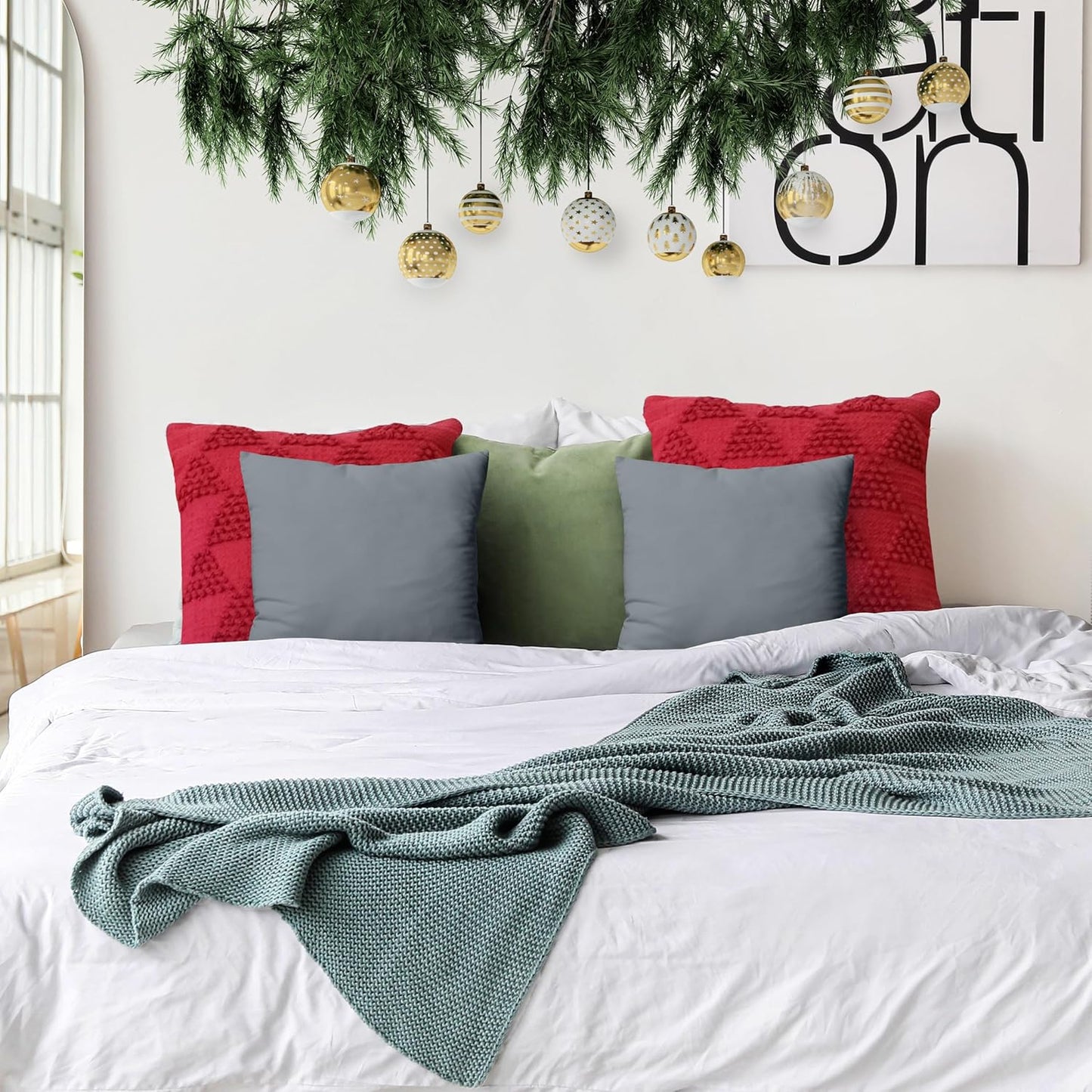 Throw Pillows Insert (Pack of 2, Grey) - 18 X 18 Inches Bed and Couch Pillows - Indoor Decorative Pillow