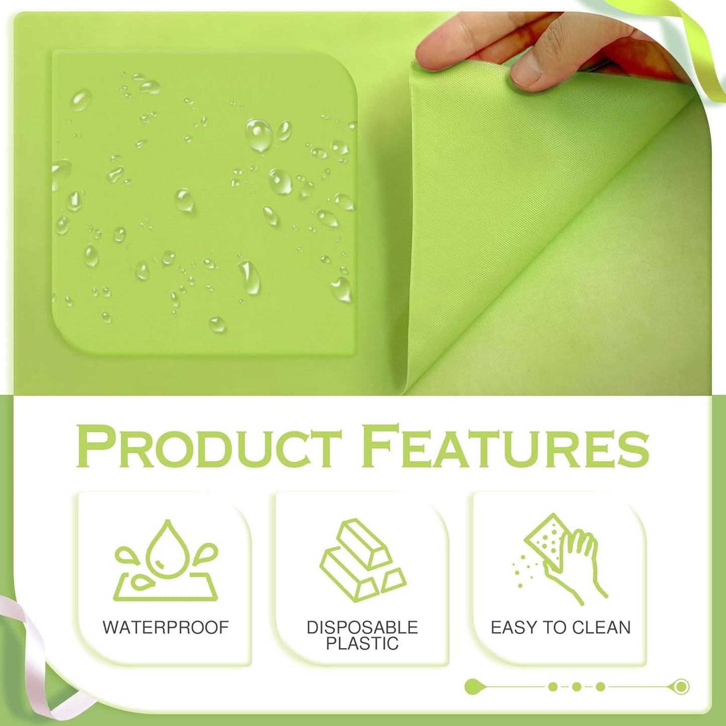 Set of 4 Lime Green Rectangle Tablecloths, 54x72 Inches, Waterproof and Spillproof Disposable Plastic Covers, Durable for Dining, Buffets, Picnics, and Outdoor Events