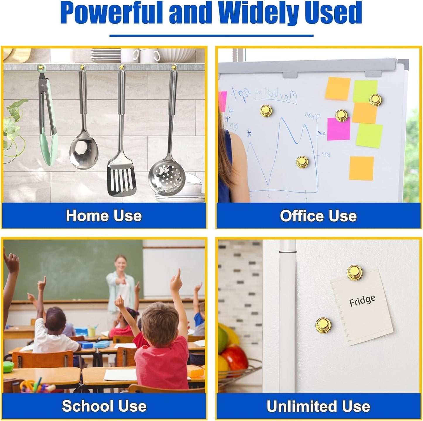 8 Pack Magnetic Push Pins, Gold Fridge Magnets for Whiteboard, Whiteboard Magnets Refrigerator Magnets, Small and Strong Push Pin Magnet for Office, School, Locker, and Map Magnet