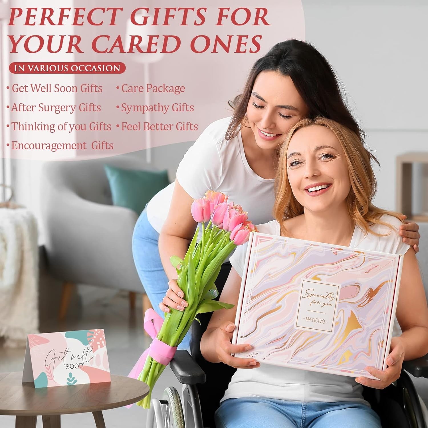 Get Well Soon Gifts for Women, Inspirational Birthday Gifts for Women, Self Care Package Get Well Gift Baskets for Friends after Surgery, Sympathy Thinking of You Gifts, Feel Better Cancer Care Gifts