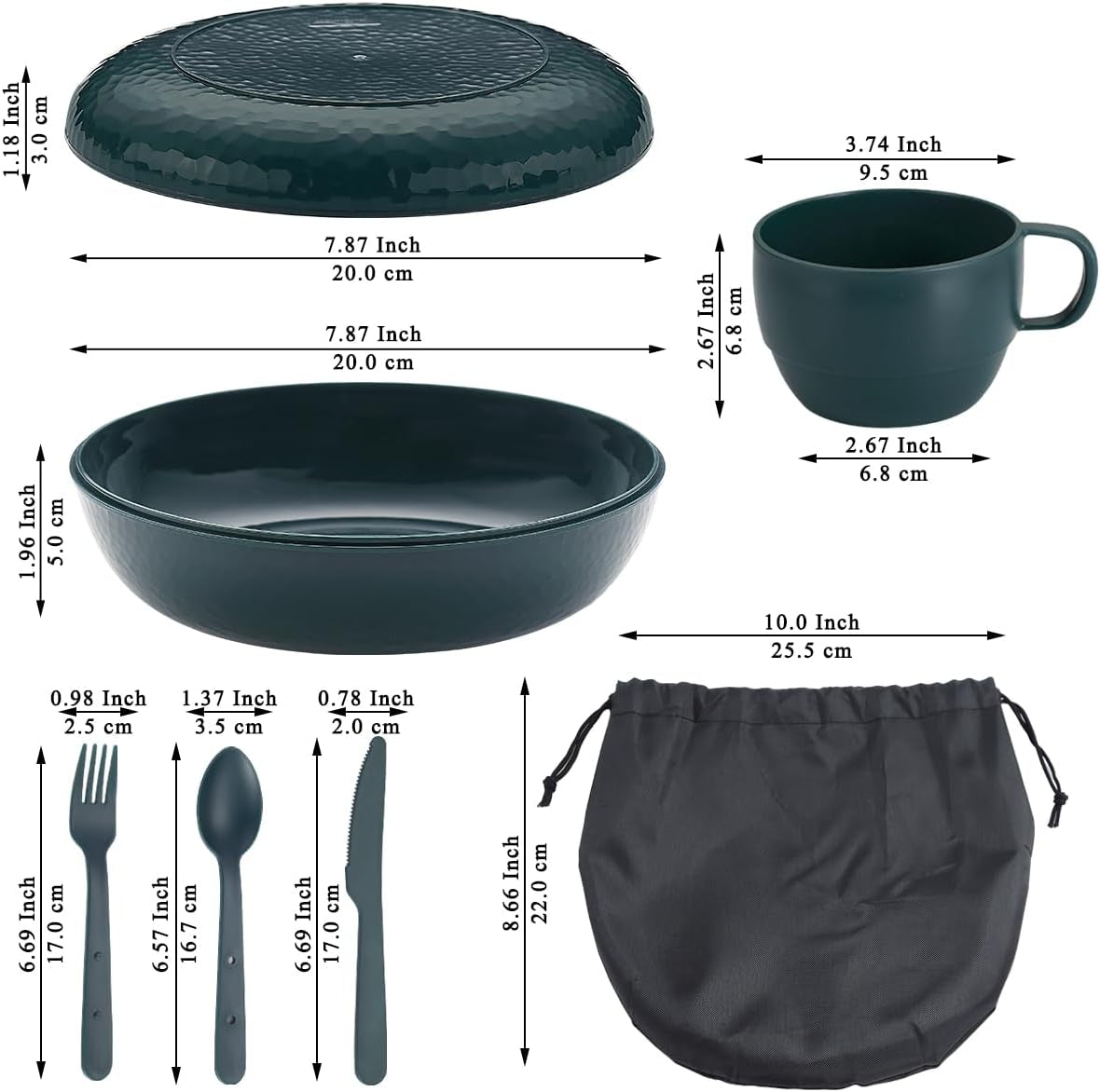 Comprehensive Camping Mess Kit with Bowl, Plate, Cup, Cutlery, and Carry Bag - Essential Outdoor Dining Accessories for Travel, Camping, and Picnics, Conveniently Portable and Storable