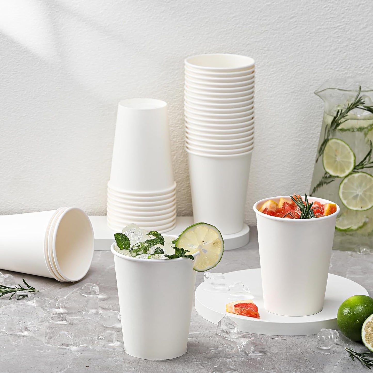 120 Pack 8 Oz Paper Cups, Coffee Cups, White Paper Hot/Cold Disposable Beverage Drinking Cup for Water, Juice, Coffee, Tea