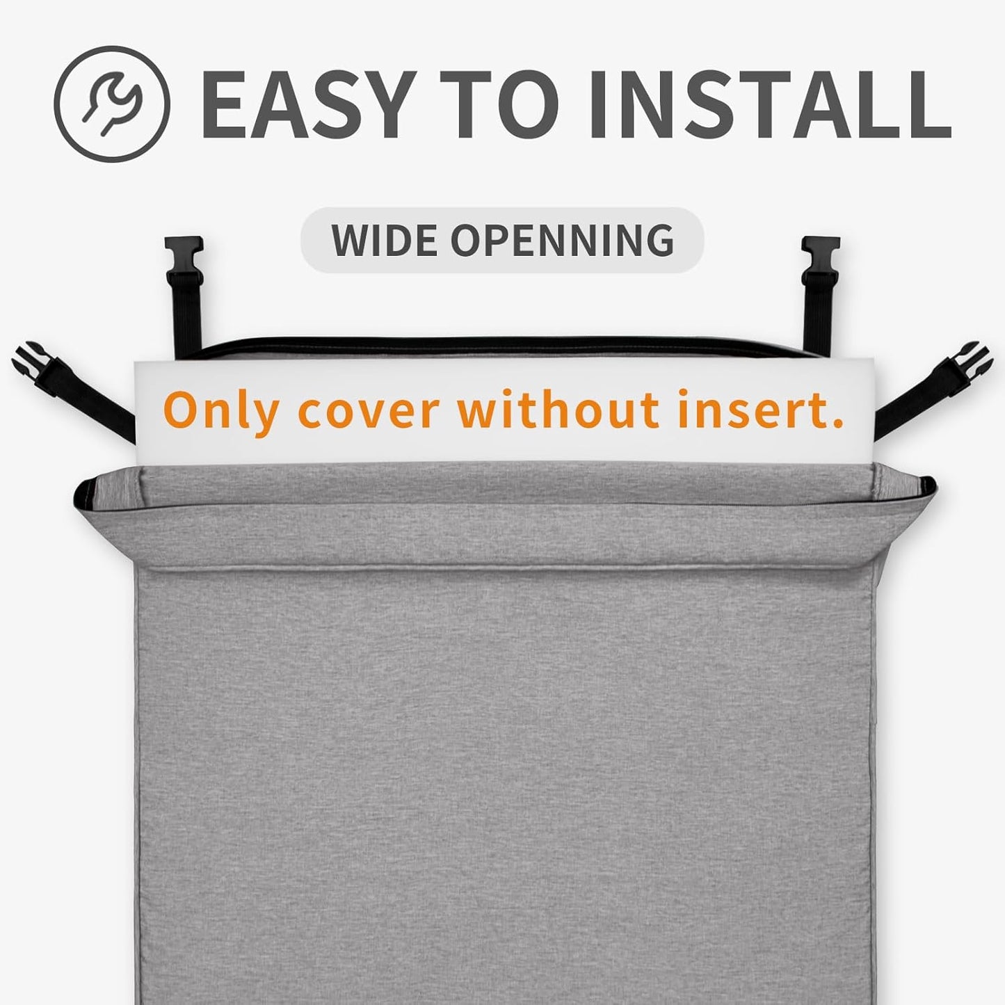 Patio Cushion Covers 27X25X5 Inch 4 Pack, Linen Look Outdoor Water Resistant Chair Seat Cushion Slipcover with Zipper for Outdoor Furniture, Covers Only! Grey