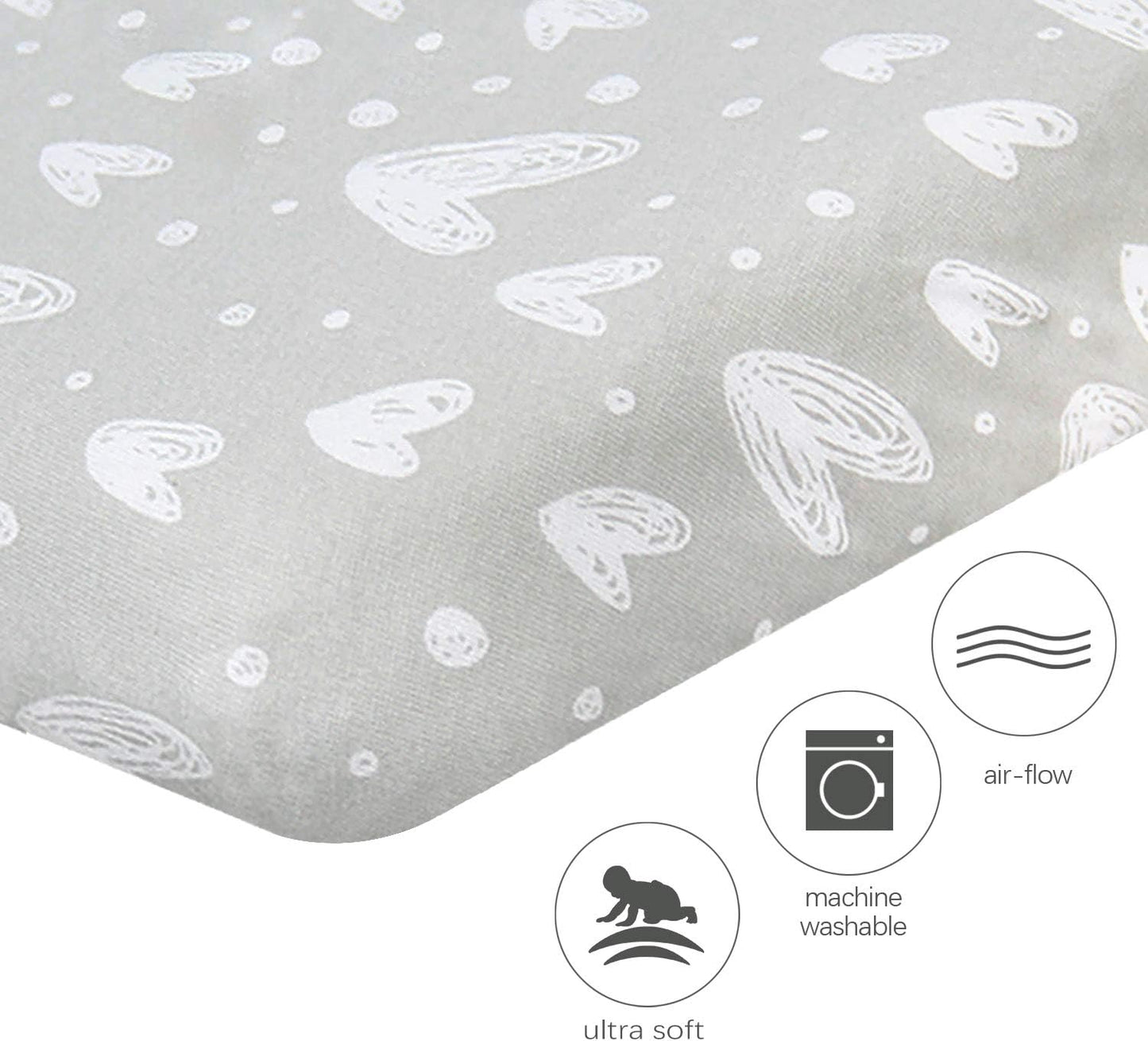 Pack and Play Sheets Fitted, 2 Pack Playard Sheets Fits for Graco Pack N Play Mattress, 100% Jersey Knit Cotton Mini Crib Sheets for Baby Boys & Gril