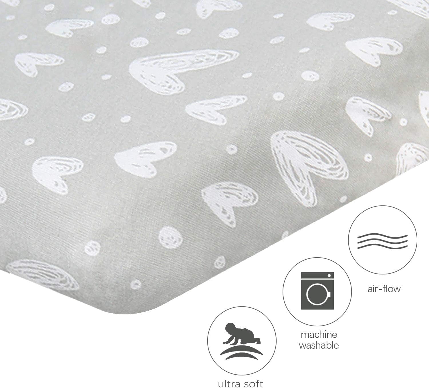 Pack and Play Sheets Fitted, 2 Pack Playard Sheets Fits for Graco Pack N Play Mattress, 100% Jersey Knit Cotton Mini Crib Sheets for Baby Boys & Gril