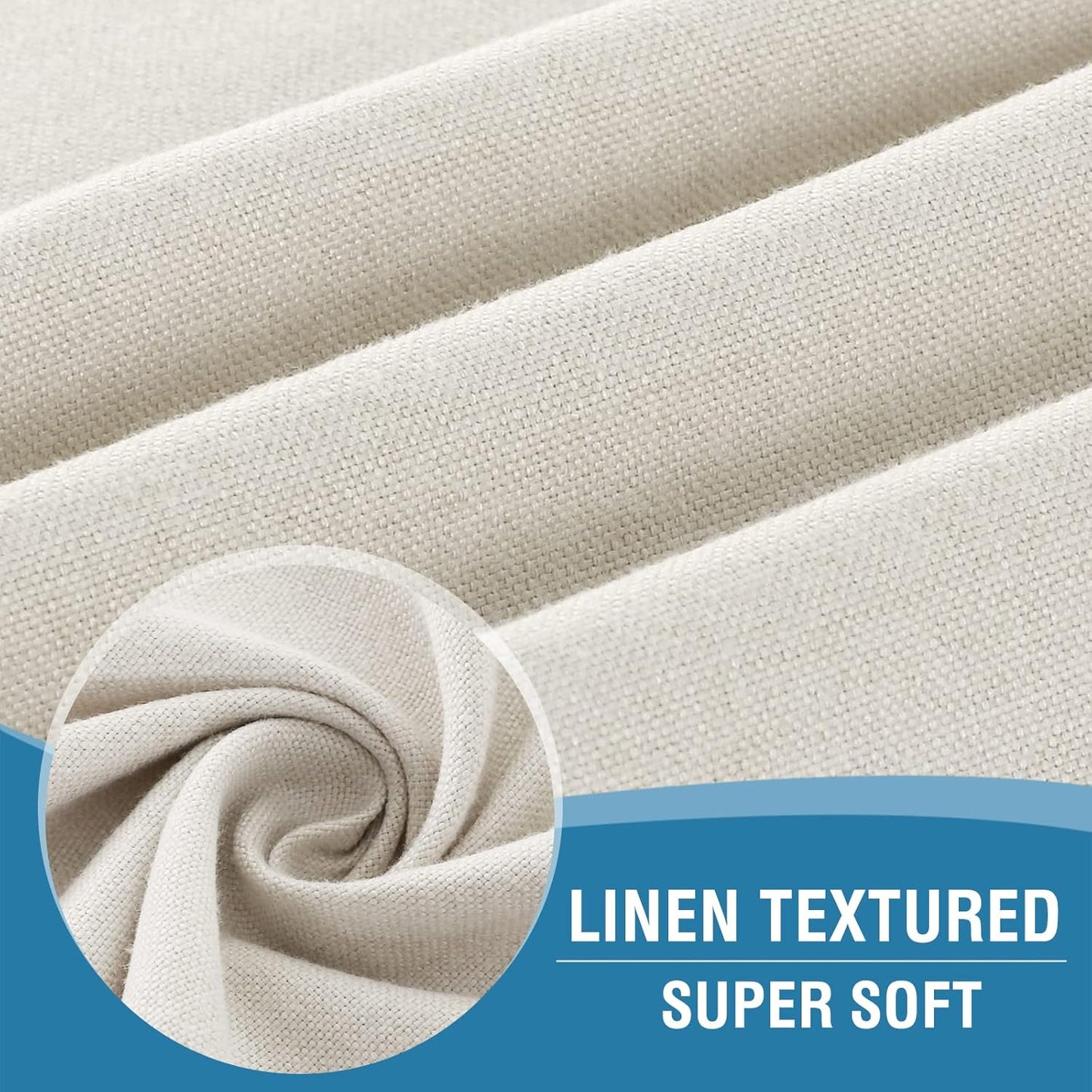 French Door Curtains Linen Textured Privacy Blinds Kitchen Window Curtains Waterproof 26 X 40 Inch Room Darkening for Glass Door Tie up Shade, 1 Panel, Heather Ivory