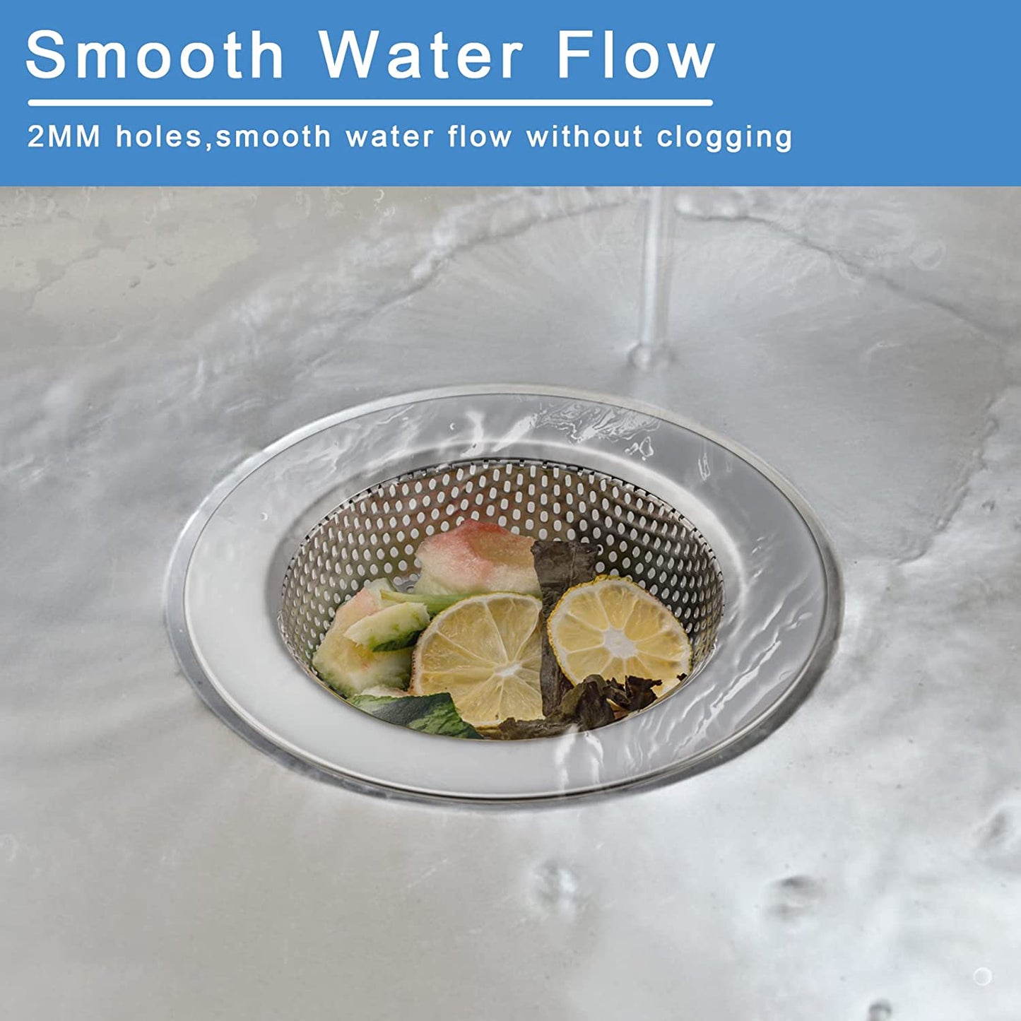 2-Pack Upgraded Double-Layer Kitchen Sink Strainer, Compatible with Most Drain Baskets (Outer Diameter 4.5 Inches)
