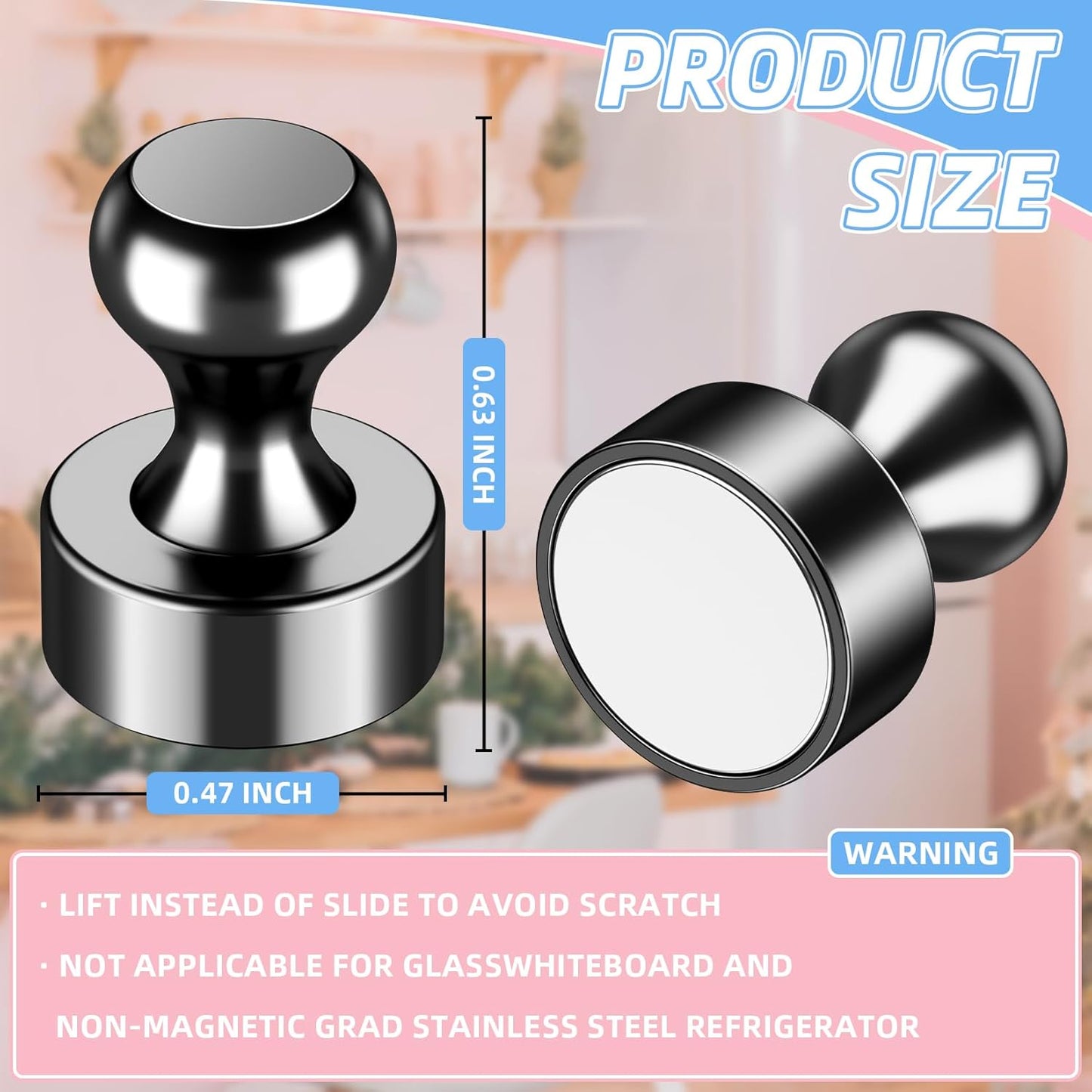 12-Piece Set of Black Strong Refrigerator and Whiteboard Magnets for Office, Classroom, and Kitchen Use