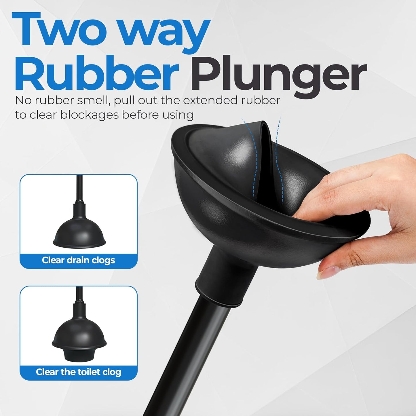 Toilet Plunger and Brush Set with Holder for Deep Cleaning, Includes Toilet Bowl Brush and Plunger for Effective Bathroom Cleaning (Pack of 1, Black)