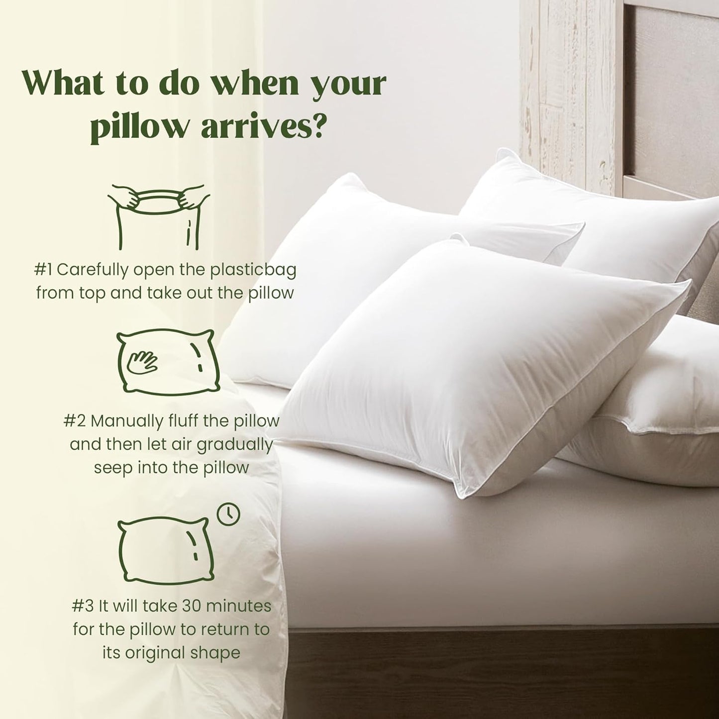 ® Natural down Feather Pillows, King Bed Pillows for Sleeping Set of 2, Grand Hotel Pillows with Cotton Fabric Cover (Pack of 2)