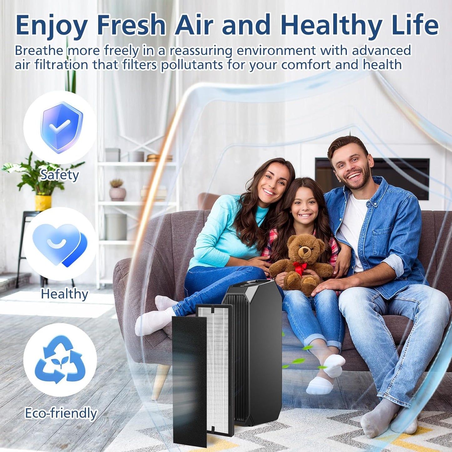 NEA-F1 HEPA Replacement Filter for Eureka NEA120 Air Puri-Fier and for Toshiba Smart Wifi Air Puri-Fier CAF-W36USW - 2 Pack NEA-F1 HEPA Filter with 8 Pack NEA-C1 Carbon Filter