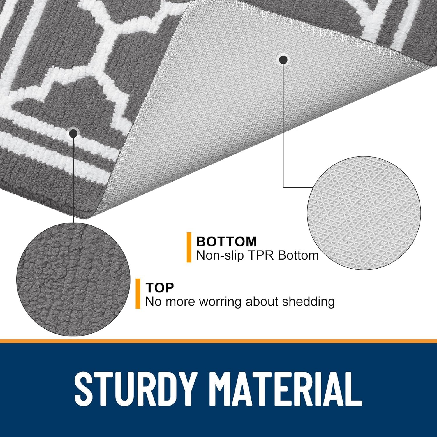 Indoor Door Mat, Dirt-Resistant and Absorbent Doormat, Anti-Slip, Low Profile Floor Mats for inside Entryway, Front, and Back Door Entrance (32X20 Inches, Grey)