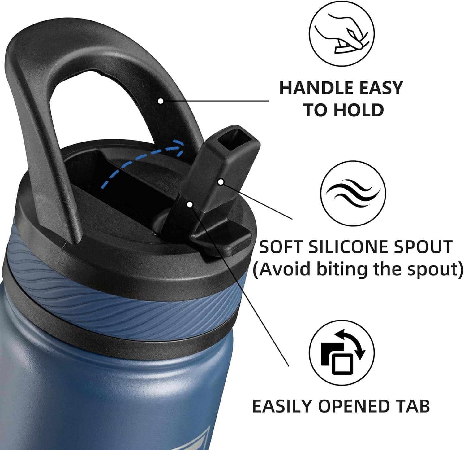 14 Oz Kids Insulated Water Bottle with Straw Lid – Stainless Steel Double Wall Vacuum, Leak-Proof, Bpa-Free Water Bottles for School Boys & Girls(Navy Blue)