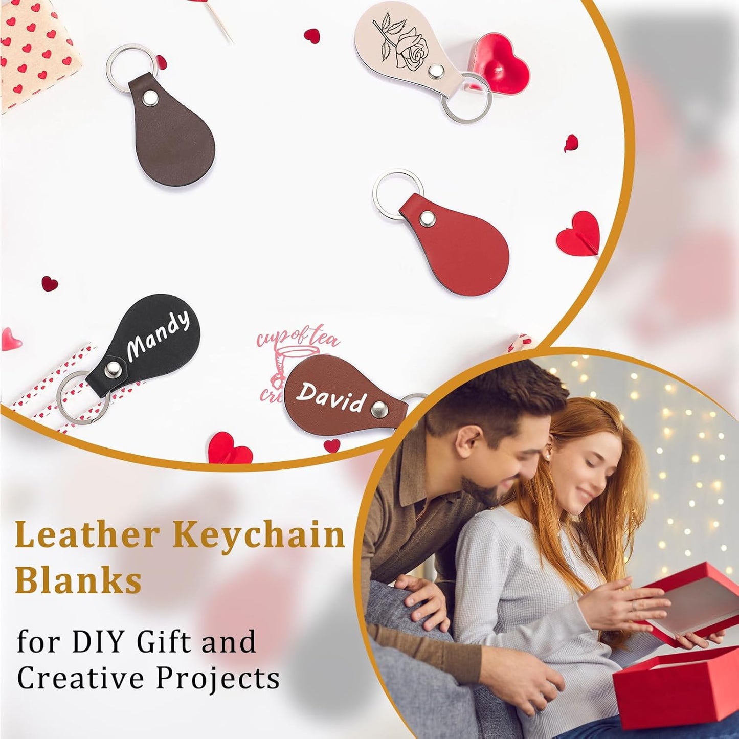 100-Piece Leather Keychain Blanks Set, 10 Color Options for Engraving, Personalized PU Leather Key Fob Kit for DIY Crafts and Gift Accessories
