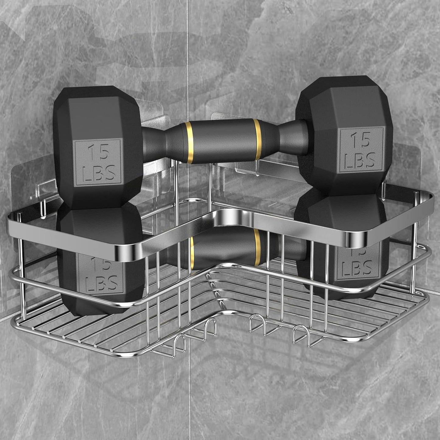 Shower Caddy 2-Pack, No Drilling Shower Organizer Corner Shelf for Bathroom Tub, Stainless Steel Shower Caddy Corner Shelf for Bathroom Kitchen(Silver)