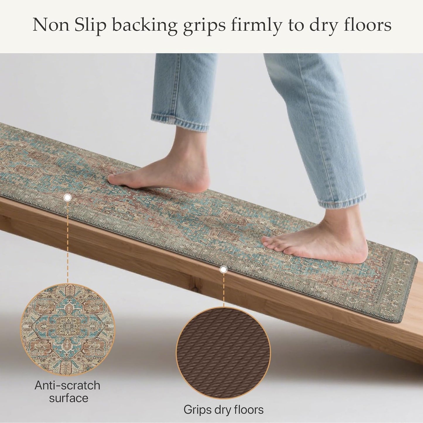 Kitchen Mats for Floor, 2PCS Kitchen Rugs Non Slip Washable, Waterproof anti Fatigue Mat, Comfort Standing Runner Rug for Sink, Office, Laundry, Home, 17.3"X47"+17.3"X30", Red&Brown