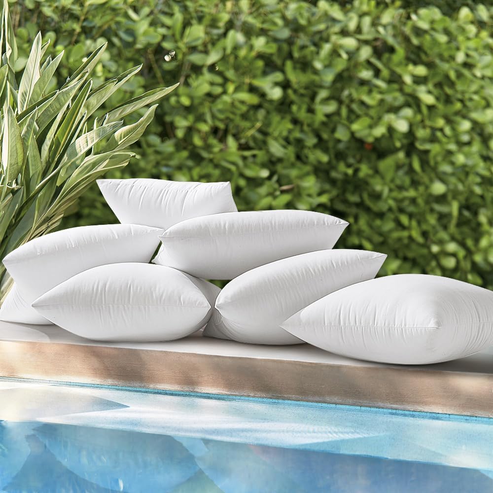 Pack of 4 12X20 Inch Outdoor Pillow Inserts Waterproof Decorative Throw Pillow Insert, Rectangle Lumbar Garden Pillow Form for Patio Sofa Couch