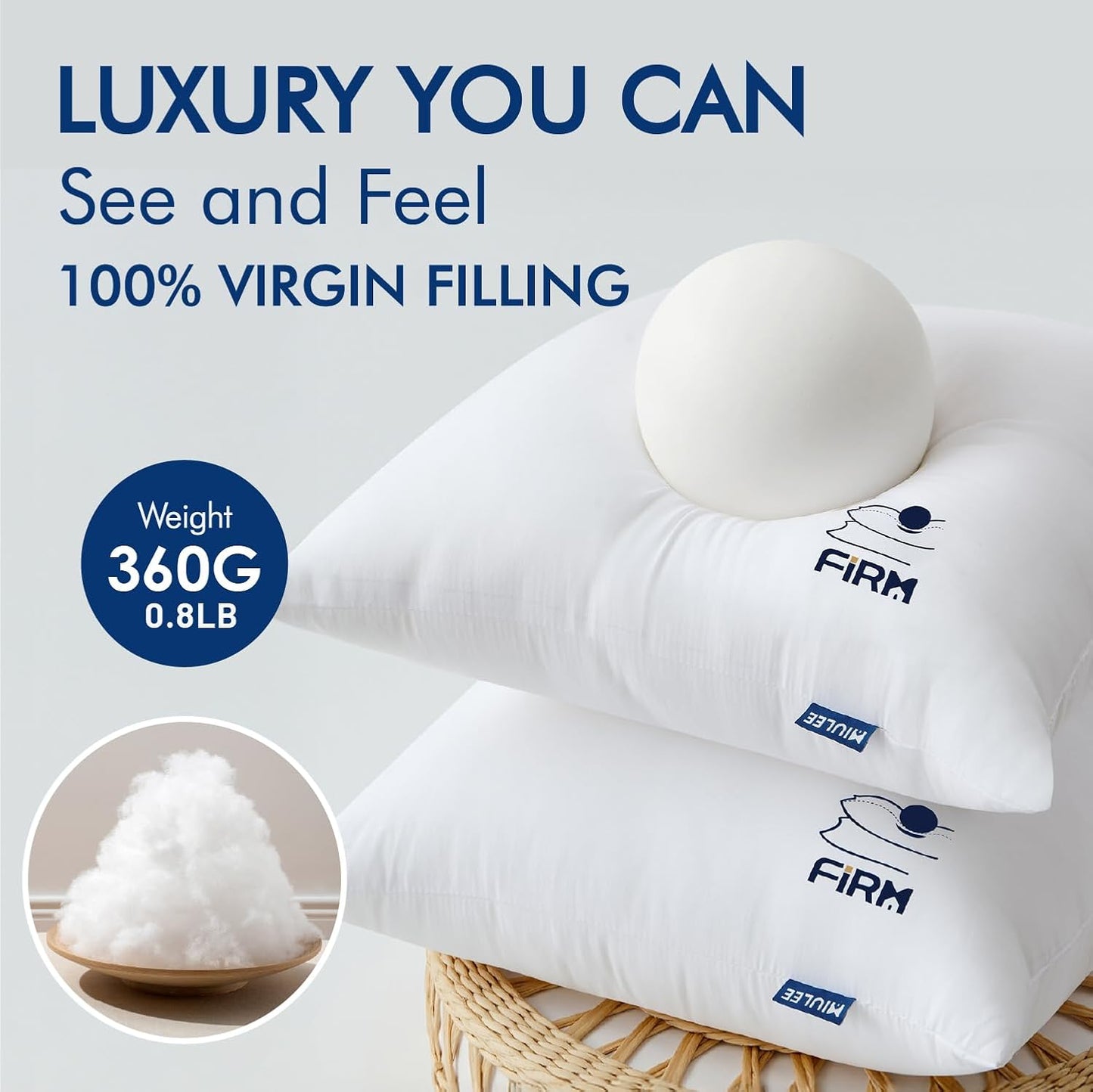 12X20 Throw Pillow Inserts Set of 2, High Support Decorative Pillow Forms for Bed and Couch, 100% Virgin Fiber Filling