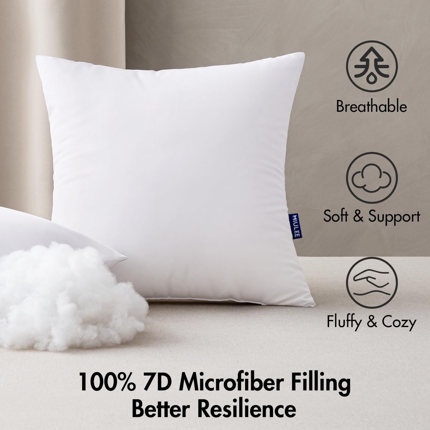 16X16 Outdoor Pillows,Set of 2 Throw Pillows Waterproof,Soft Support Throw Inserts Decorative Water Resistant for Patio Furniture and Garden