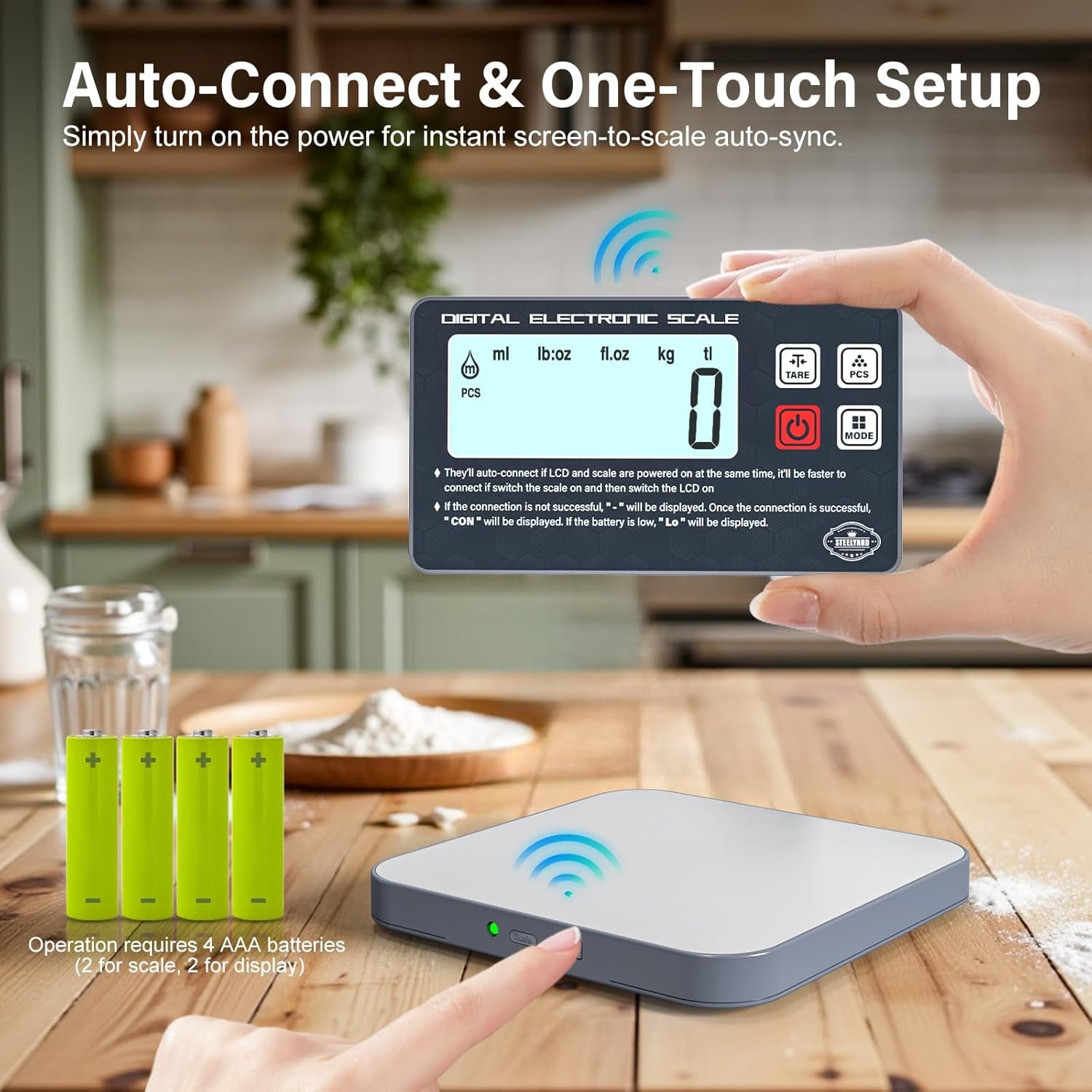 ® Digital Kitchen Food Scale -Detachable Display Electronic Weight Scale for Baking, Bread Making & Coffee Brewing, 304 Stainless Steel Platform, Backlit LCD, Count Mode, Wall-Mount & Tilt Stand
