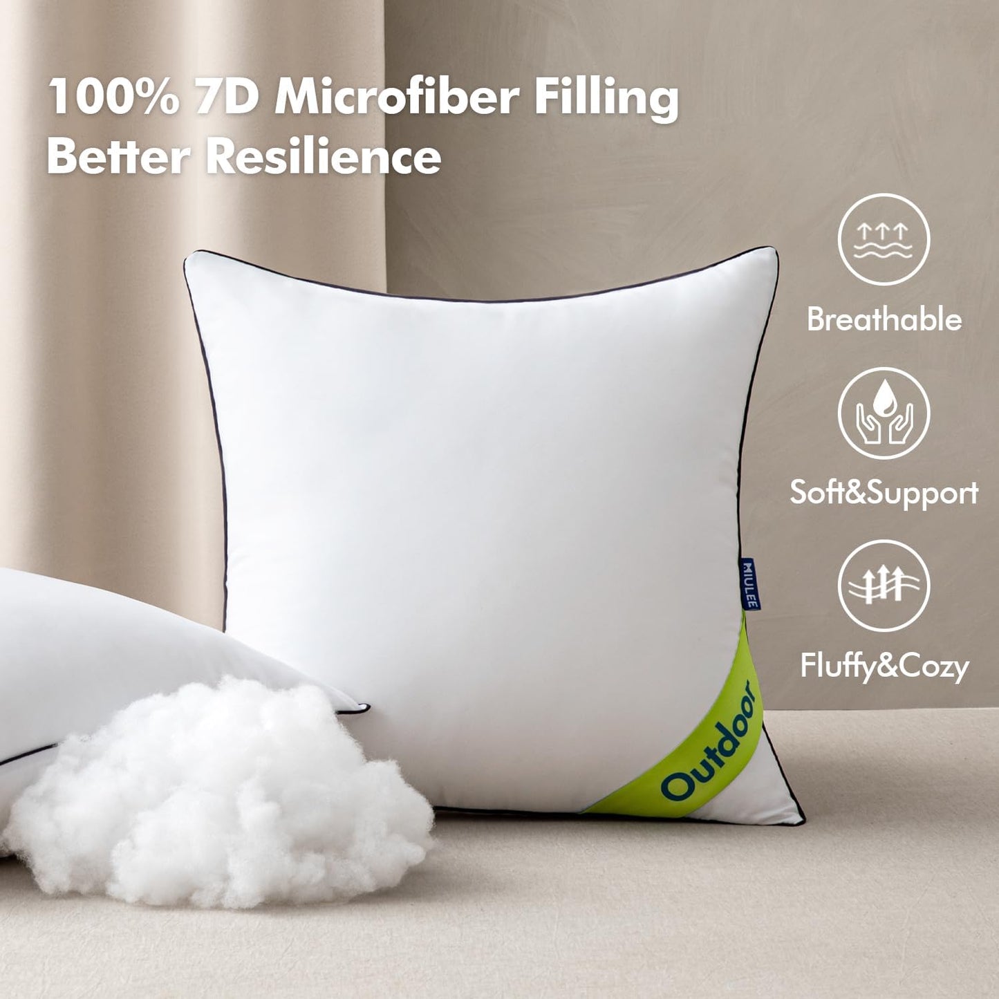 12X20 Outdoor Pillows, Pack of 2 Water Resistant Waterproof Pillow Inserts Decorative Stuffer for Sofa Couch Patio and Garden
