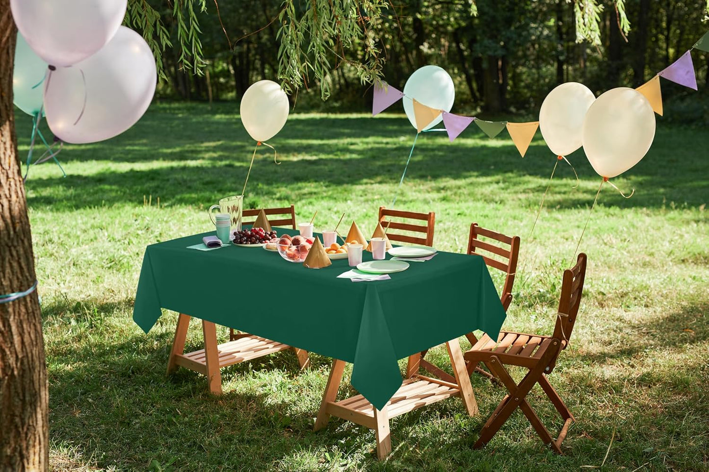 Plastic Table Cloth Disposable (12 Pack - 54X108 Inch) Green Rectangle Tablecloth Waterproof Stain Resistant Party Table Cover