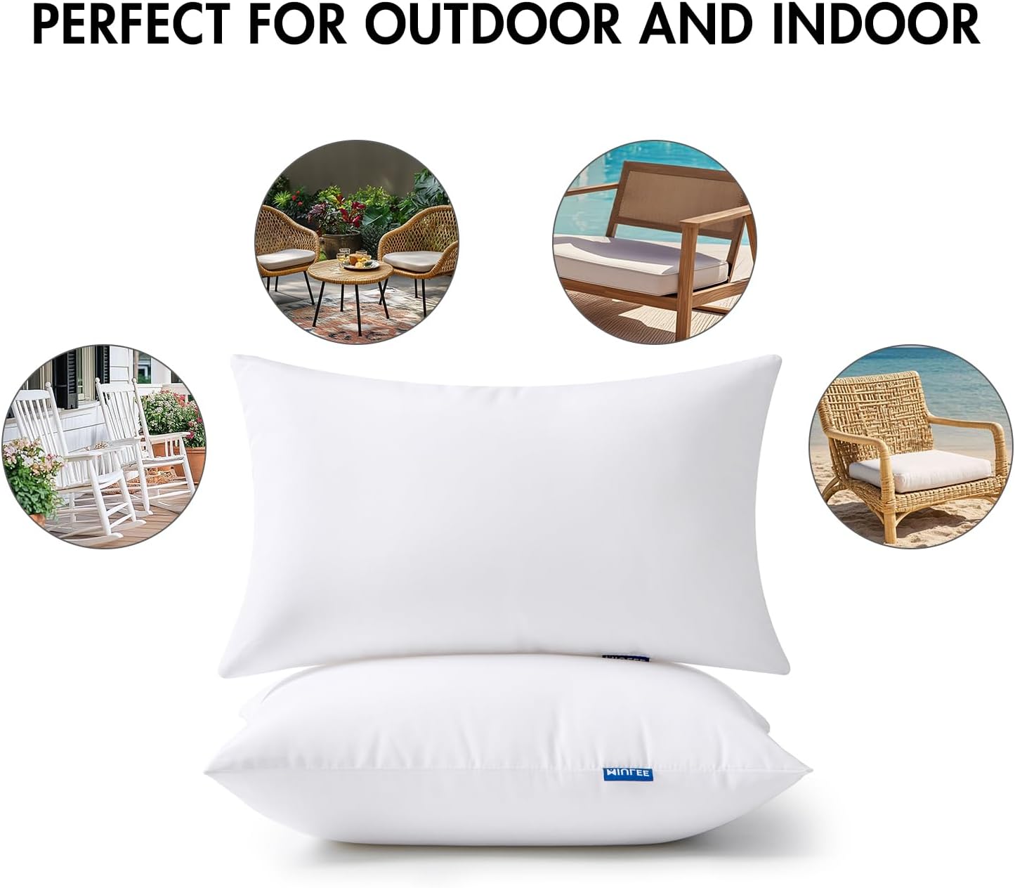 12X20 Outdoor Pillows,Set of 4 Throw Pillows Waterproof,Soft Support Throw Inserts Decorative Water Resistant for Patio Furniture and Garden