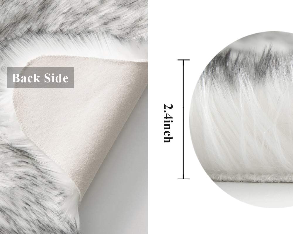 Fluffy Rug Soft Shaggy Faux Fur Area Rug Luxury Plush Sheepskin Carpet for Bedroom Living Room Sofa Chair 2 X 3 Feet, Gradient Grey