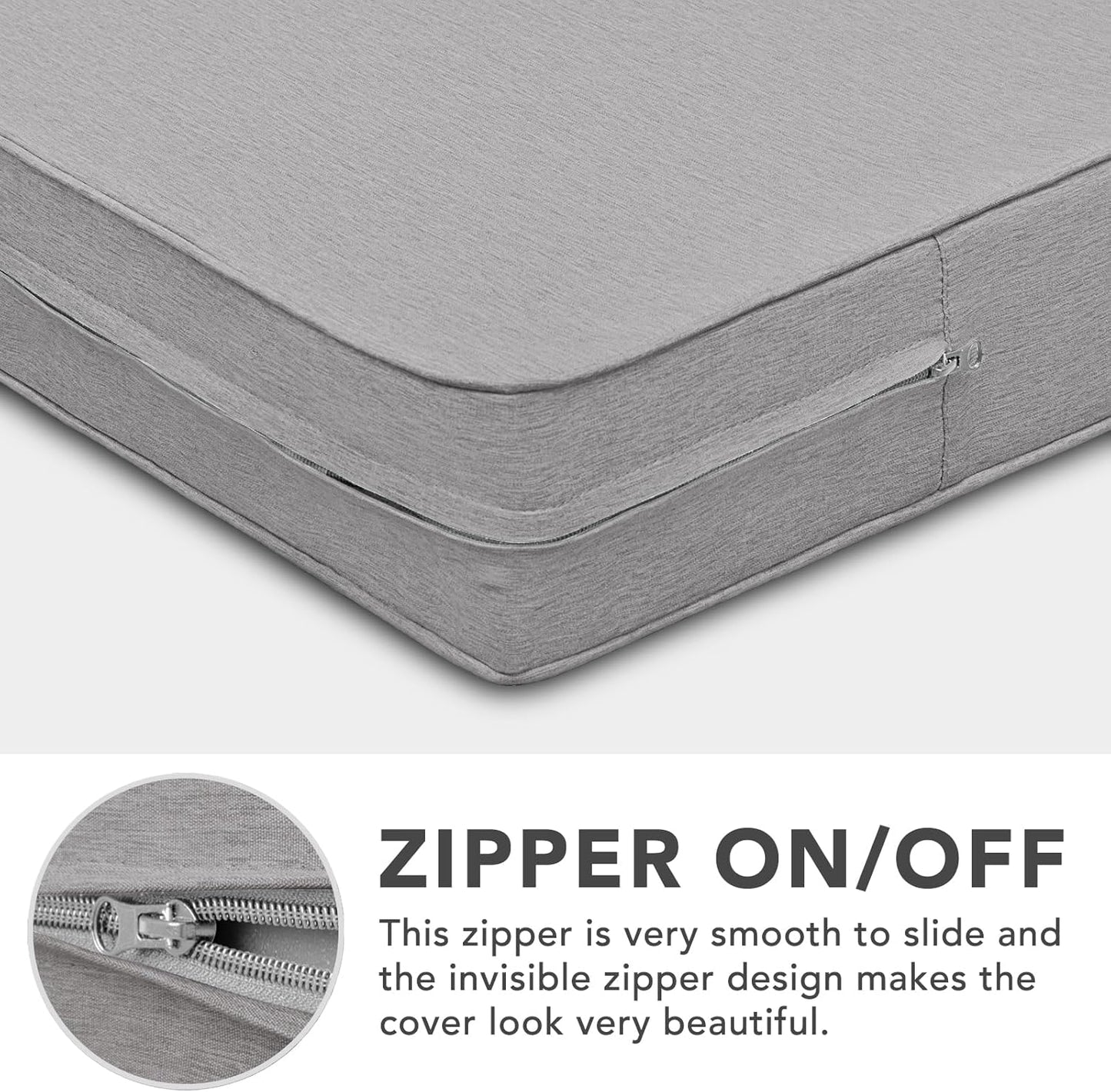 Patio Cushion Covers 27X25X5 Inch 4 Pack, Linen Look Outdoor Water Resistant Chair Seat Cushion Slipcover with Zipper for Outdoor Furniture, Covers Only! Grey