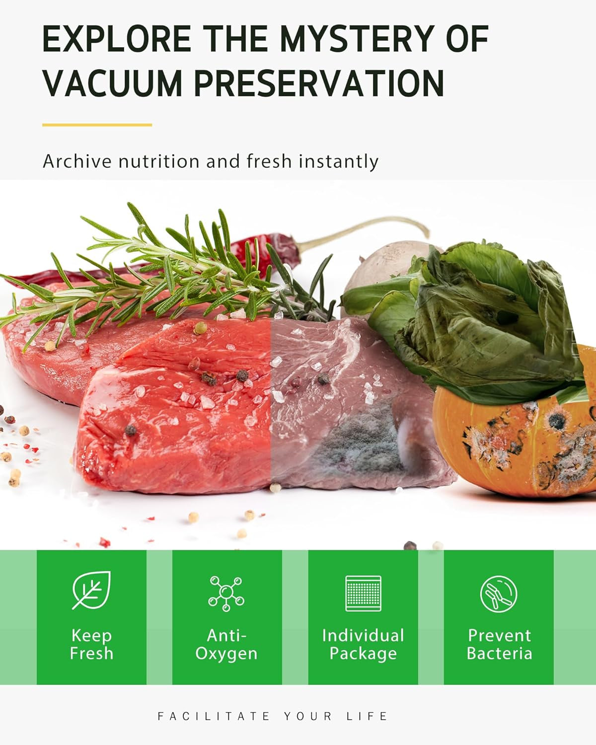 Vacuum Sealer Bags for Food, 2 Pack 8" X 20' Commercial Grade Bag Rolls, Food Vac Bags for Storage, Meal Prep or Sous Vide