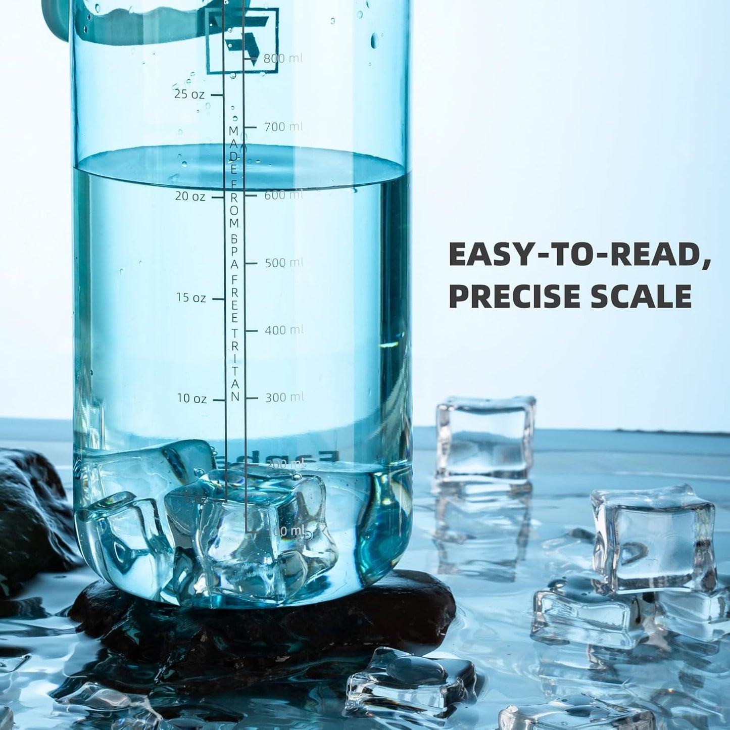 32 Oz Clear Water Bottle with Fast-Flow Spout Lid, Bpa-Free Tritan, Wide Mouth, Leakproof, Reusable Bottle for Gym, School, Office, Travel (Baby Blue)